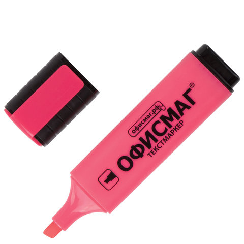 Текстмаркер ОФИСМАГ, классический, скошенный наконечник 1-5 мм, розовый, 151205