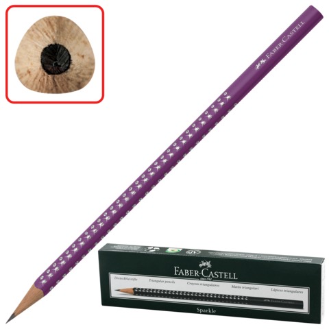 Карандаш чернографитный FABER-CASTELL, 1 шт., "Sparkle Pastel", B, трехгранный, корпус фиолетовый с 