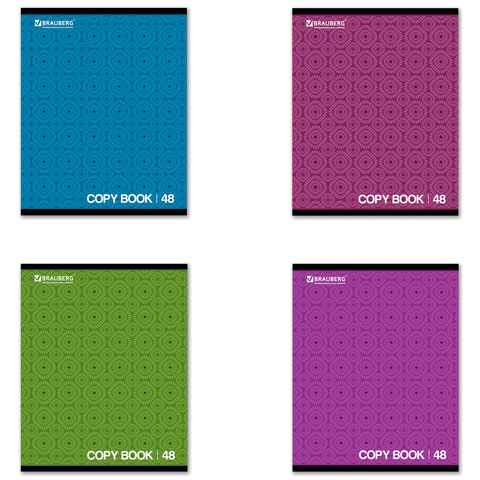 Тетрадь 48л. клетка BRAUBERG, офсет 60г/м, обл.мел.карт.Монохром2, ассорти