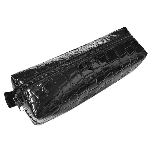 Пенал-косметичка BRAUBERG "Ultra black" (Ультра), "крокодиловая кожа",  20*6*4см, 223909