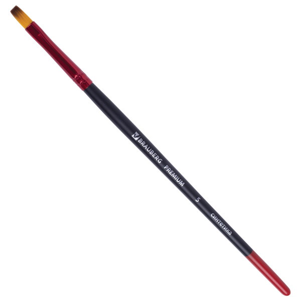 Кисть синтетика, плоская № 5, BRAUBERG PREMIUM, 201014 