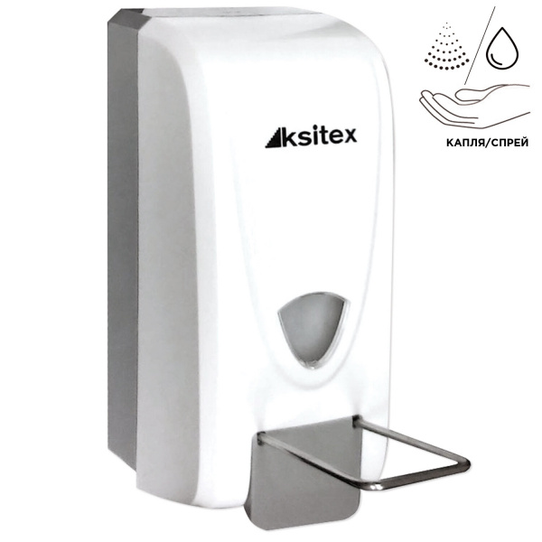 Диспенсер локтевой для жидкого мыла и антисептика НАЛИВНОЙ, 1л, белый, KSITEX, ES-1000
