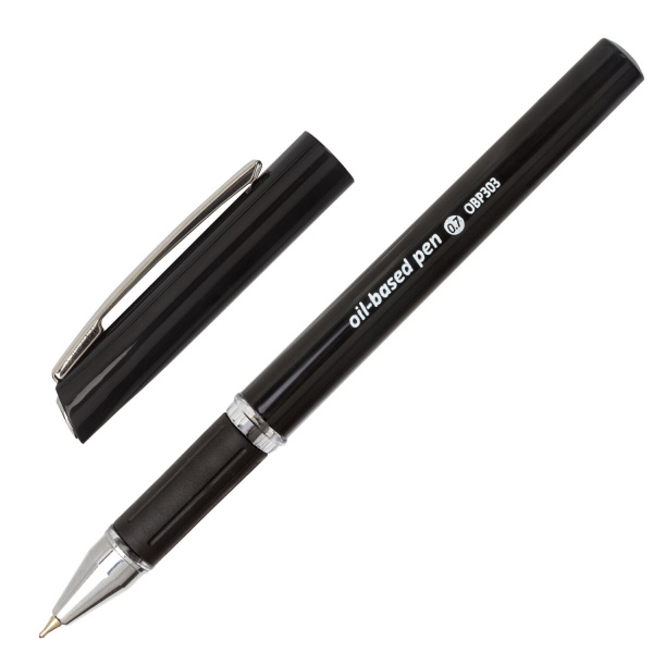 Ручка шариковая масляная с грипом BRAUBERG "Roll", ЧЕРНАЯ, корпус черный, узел 0,7 мм, линия письма 