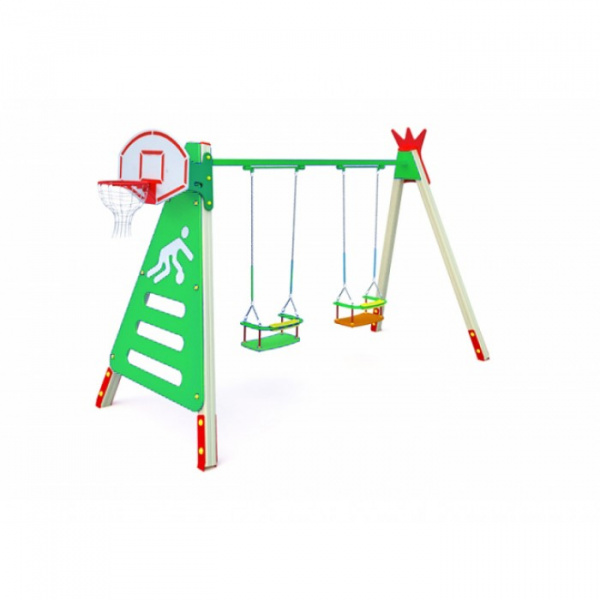 Качели на цепочках двойные для частного сектора,3-12 лет, влагостойкая фанера, общая высота 2400мм