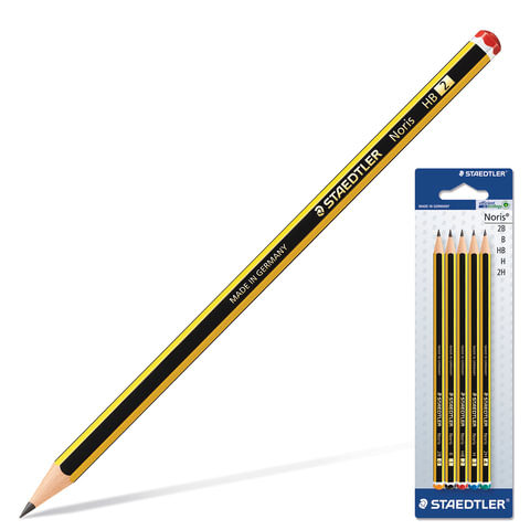 Карандаши ч/гр STAEDTLER (Штедлер, Германия), НАБОР 5шт, "Noris"2B-2H, чер-жел, без рез, заточ, 120- Карандаши ч/гр STAEDTLER (Штедлер, Германия), НАБОР 5шт, "Noris"2B-2H, чер-жел, без рез, заточ, 120-