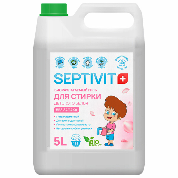 Гель для стирки SEPTIVIT 5л, "Детский", гипоаллергенный Гель для стирки SEPTIVIT 5л, "Детский", гипоаллергенный