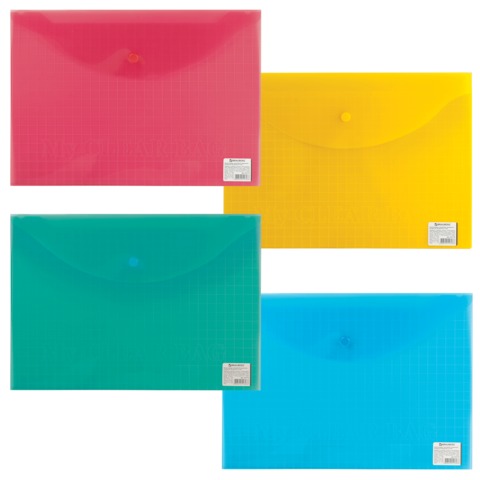 CD04381 Папка-конверт с кнопкой А4, ассорти, "MY CLEAR BAG" Арт.W-209 (Кон125)
