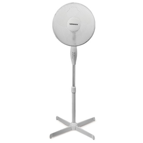 Вентилятор напольный SONNEN SF-50W-40-01, d=40 см, 50Вт, 3 скоростных режима, решетка, белый, 451036