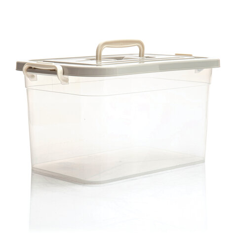 Ящик для хранения универсальный 10л, (в19*ш35,5*г23,5см),пластик,крышка с ручкой,на защел,син,438100