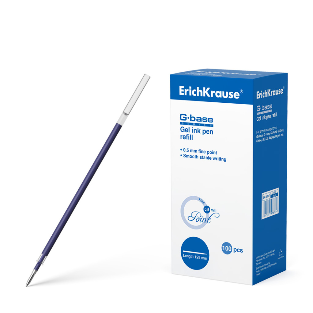 Стержень гелевый ERICH KRAUSE "G-Base fine" 129мм, евронаконечник,0,5мм,упак. с подвесом,17913,синий