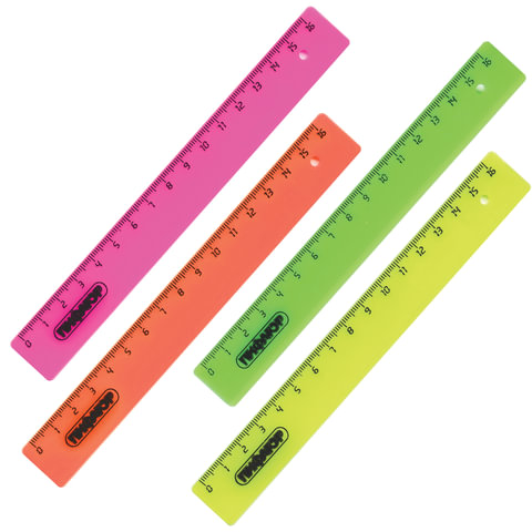 Линейка пластиковая 16 см, ПИФАГОР, непрозрачная, неоновая, ассорти, 210603 
