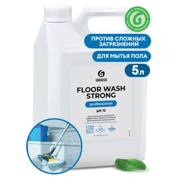Средство для мытья пола Grass "Floor wash.STRONG" 5,6л, щелочное, низкопенное, концентрат, 125193
