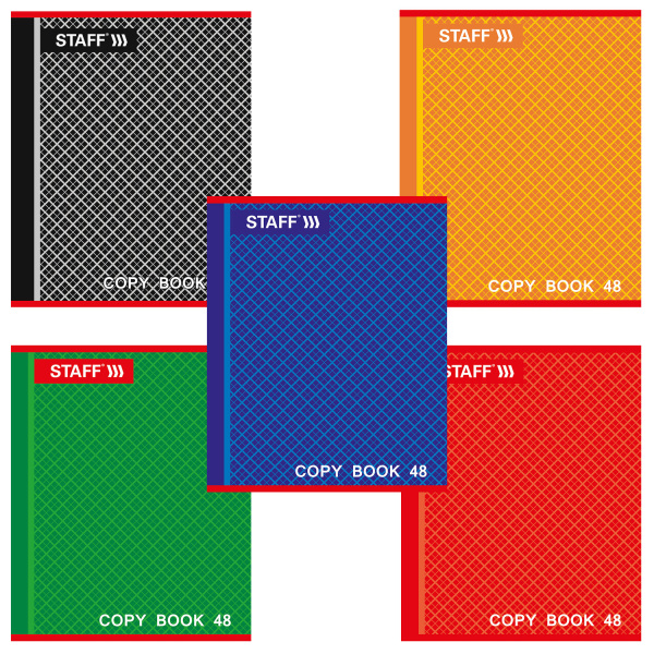 Тетрадь 48л. клетка STAFF, офсет №2, 60 г/м2, обложка мелованный картон, "Абсолют" (5 видов)