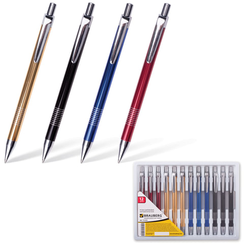 Ручка шариковая BRAUBERG бизнес-класса "Nice", корпус ассорти, серебр. детали, 1мм, 141422, синяя
