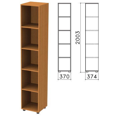 Шкаф (стеллаж) "Фея" (ш370*г370*в2000 мм), 4 полки, цвет орех милан, КФ15.5