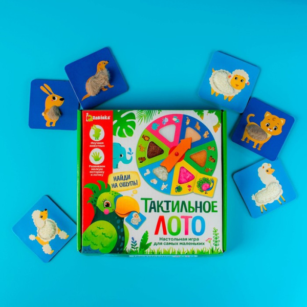 Настольная игра для малышей «Тактильное лото», животные