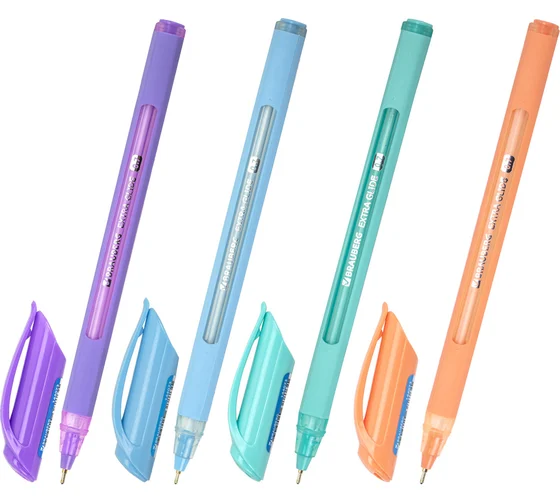 Ручка шариковая масляная BRAUBERG "Extra Glide Soft Pastel", СИНЯЯ, узел 0,7 мм, линия письма 0,35 м