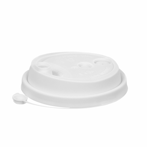 Крышка с питейником для бумажного стакана, диаметр 80 мм, матовая, белая, полипропилен