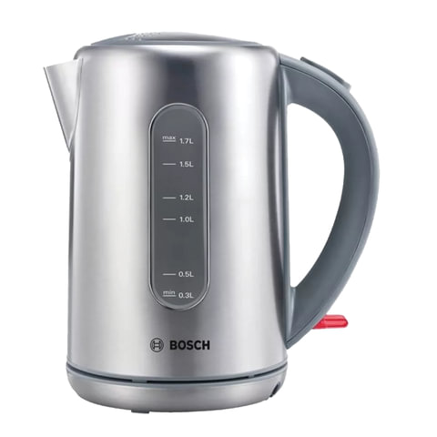 Чайник BOSCH TWK7901, 1,7 л, 2200 Вт, закрытый нагревательный элемент, нержавеющая сталь серебристый