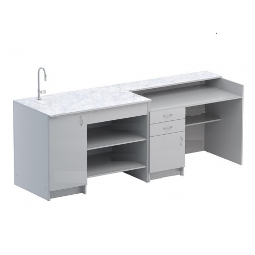 Комплект столов демонстрационных для химии и биологии, 2400х750х900мм, серый мрамор/серый