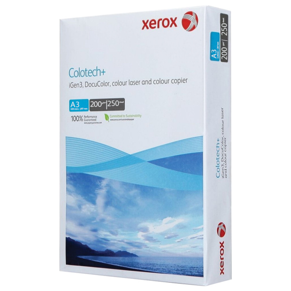 Бумага для цветной лазерной печати БОЛЬШОЙ ФОРМАТ А3, 200 г/м2, 250 л., XEROX COLOTECH+, 161% CIE