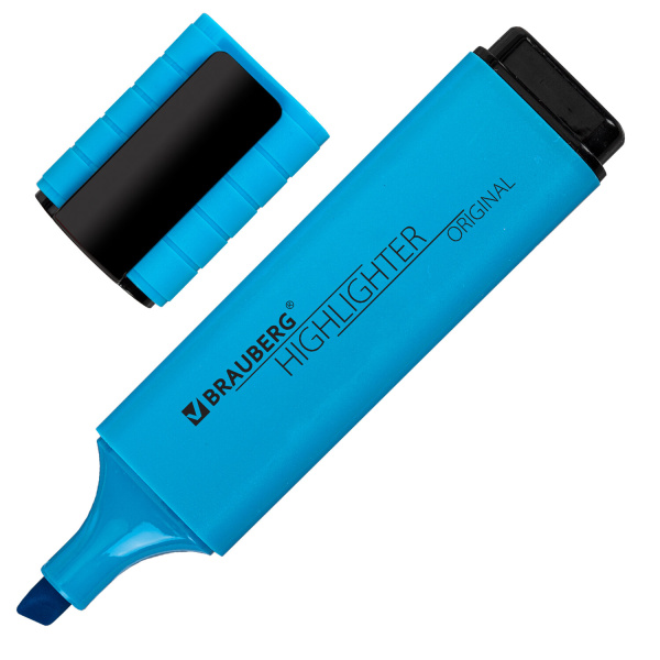 Текстовыделитель BRAUBERG "ORIGINAL NEON", ГОЛУБОЙ, линия письма 1-5 мм, 152214 