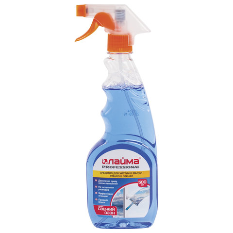 Средство для мытья стекол и зеркал ЛАЙМА PROFESSIONAL 500мл "Свежий озон", распылитель