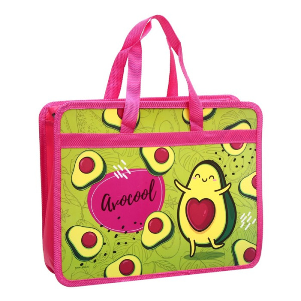 Папка школьная Calligrata, пластик, с ручками, «Авокадо», 33 х 26 х 8 см