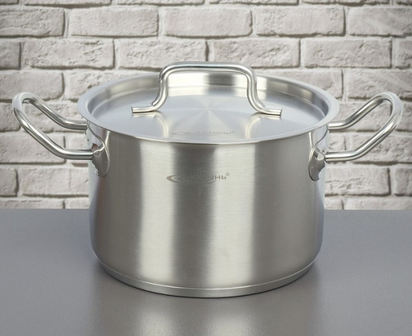 Кастрюля «Общепит» 3 л, d=18 см, h=12 см, капсульное дно, металлическая крышка, ТРС