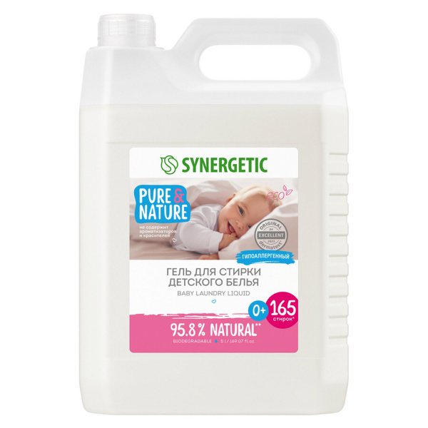 Гель для стирки SYNERGETIC 5л, "Для детского белья", 109501 Гель для стирки SYNERGETIC 5л, "Для детского белья", 109501
