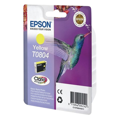 Картридж струйный EPSON (C13T08044011/21) Stylus P50/PX660/PX700W/RX685/ R360, желтый, оригинальный