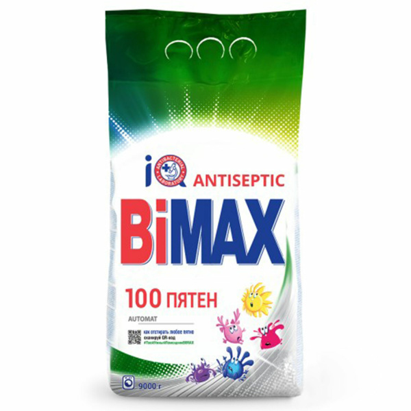 Стиральный порошок BIMAX "100 пятен" автомат 9кг, ш/к6619 Стиральный порошок BIMAX "100 пятен" автомат 9кг, ш/к6619
