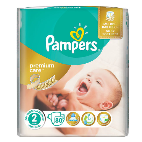 Подгузники 80 шт., PAMPERS (Памперс) Premium Care Mini, размер 2 (3-6 кг), PA-81578283