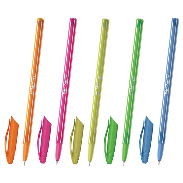 Ручка шариковая ERICH KRAUSE "Cocktail", корп. ассорти, толщ.письма 0,6мм, 33518, синяя 35184