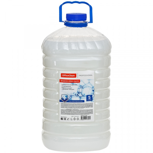 Мыло-крем жидкое 5л OfficeClean "Proffesional. Антибактериальное", ПЭТ Мыло-крем жидкое 5л OfficeClean "Proffesional. Антибактериальное", ПЭТ