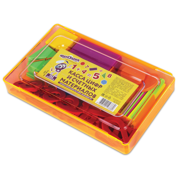 Касса цифр и счетных материалов ЮНЛАНДИЯ "ЛЁГКИЙ СЧЁТ", 132 элемента, пенал, 104751 