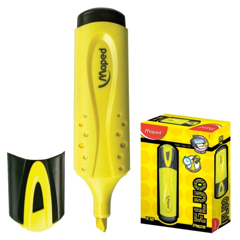 Текстмаркер MAPED (Франция) "Fluo Pep's Classic", скошенный наконечник 1-5 мм, блистер, желтый