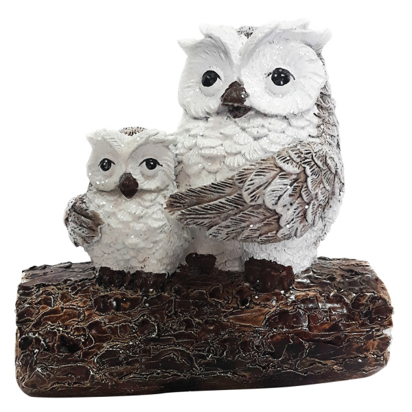 Фигурка новогодняя декоративная "Сова и совенок", полирезина, 9х5х9 см, 75652