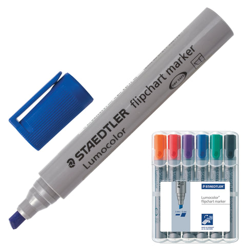 Маркеры для флипчарта STAEDTLER (ШТЕДЛЕР, Германия), набор 6 шт., скошенные, 2-5 мм, непропитывающие Маркеры для флипчарта STAEDTLER (ШТЕДЛЕР, Германия), набор 6 шт., скошенные, 2-5 мм, непропитывающие
