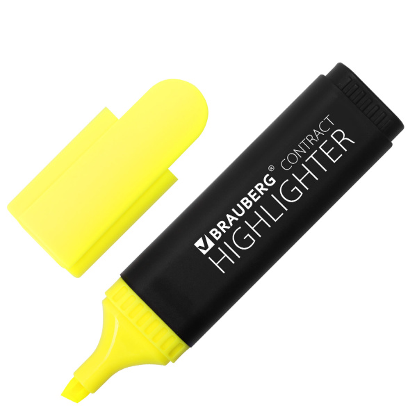 Текстмаркер BRAUBERG "CONTRACT", скошенный наконечник  1-5 мм, лимонный, 150389