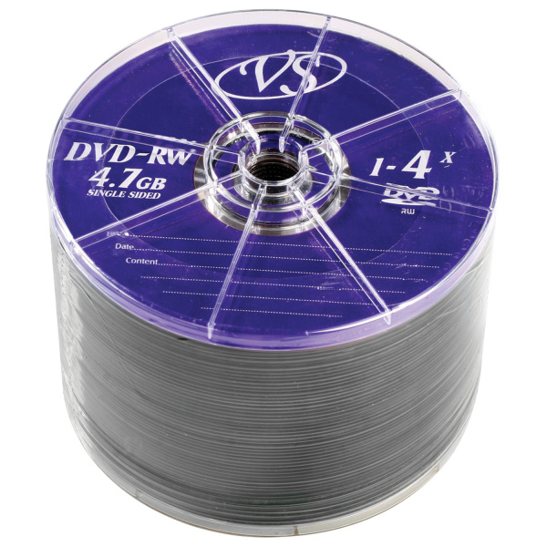 Диски DVD-RW VS 4,7Gb 4x Bulk VSDVDRWB5001 (ш/к - 20724)