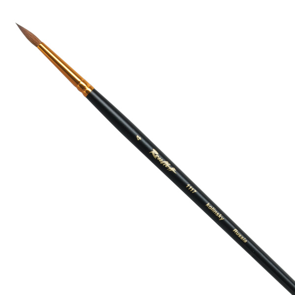 Кисть художественная ROUBLOFF (Рублев) колонок, круглая, № 4, длинная ручка