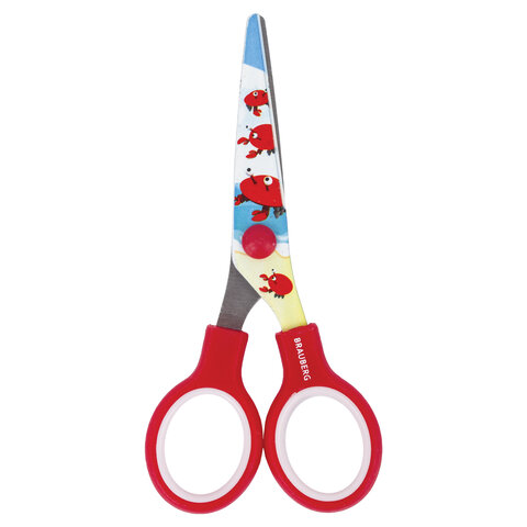 Ножницы BRAUBERG "Краб" 130мм, с цветной печатью, в картонной упаковке с европодвесом, 232270 Ножницы BRAUBERG "Краб" 130мм, с цветной печатью, в картонной упаковке с европодвесом, 232270