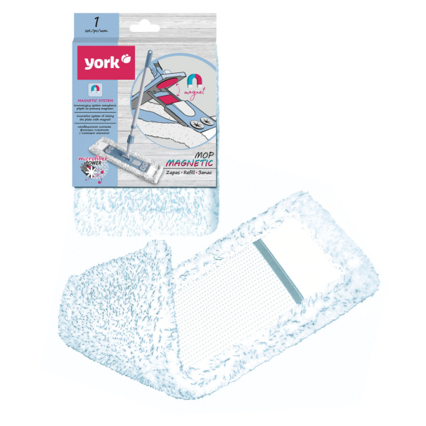 Насадка МОП плоская 42х12 см из микрофибры, плотный ворс, для швабры "Magnetic", YORK, 81700 Насадка МОП плоская 42х12 см из микрофибры, плотный ворс, для швабры "Magnetic", YORK, 81700