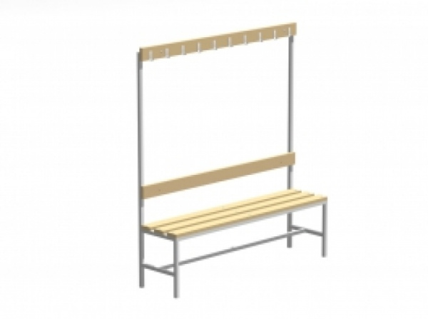 Скамья гардеробная с вешалкой (сосна)  1500х375х1680 (крючки 10шт)