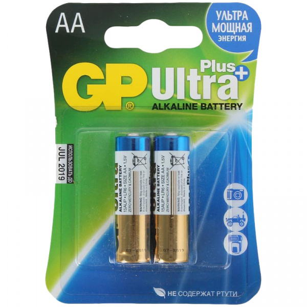Батарейка GP Ultra Plus AA (LR06) 15AUP алкалиновая, BC2