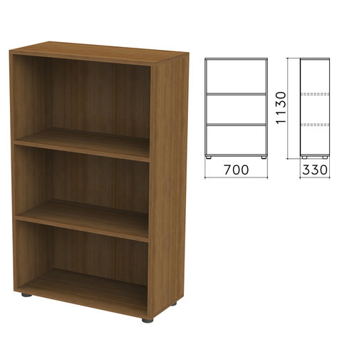 Шкаф (стеллаж) "Канц" (ш700*г330*в1130 мм), 2 полки, цвет орех,