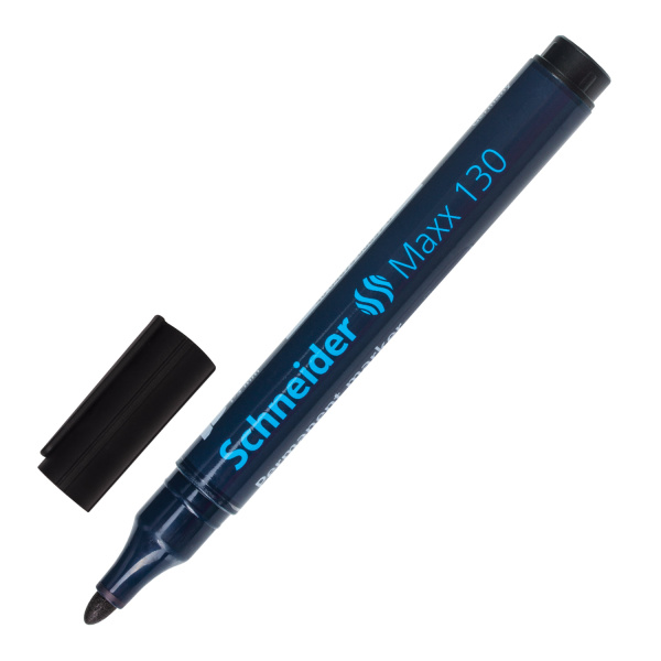 Маркер перманентный (нестираемый) SCHNEIDER (Германия) "Maxx 130", ЧЕРНЫЙ, круглый наконечник, 1-3 м