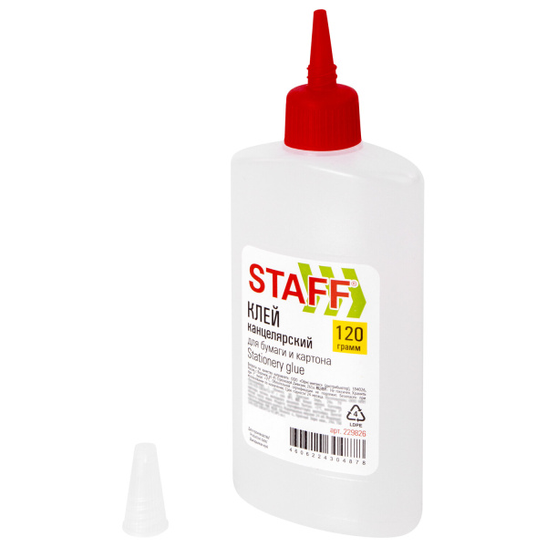 Клей канцелярский STAFF для бумаги, картона 120 г, 229826