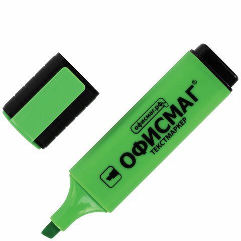 Текстмаркер ОФИСМАГ, классический, скошенный наконечник 1-5 мм, зеленый, 151204